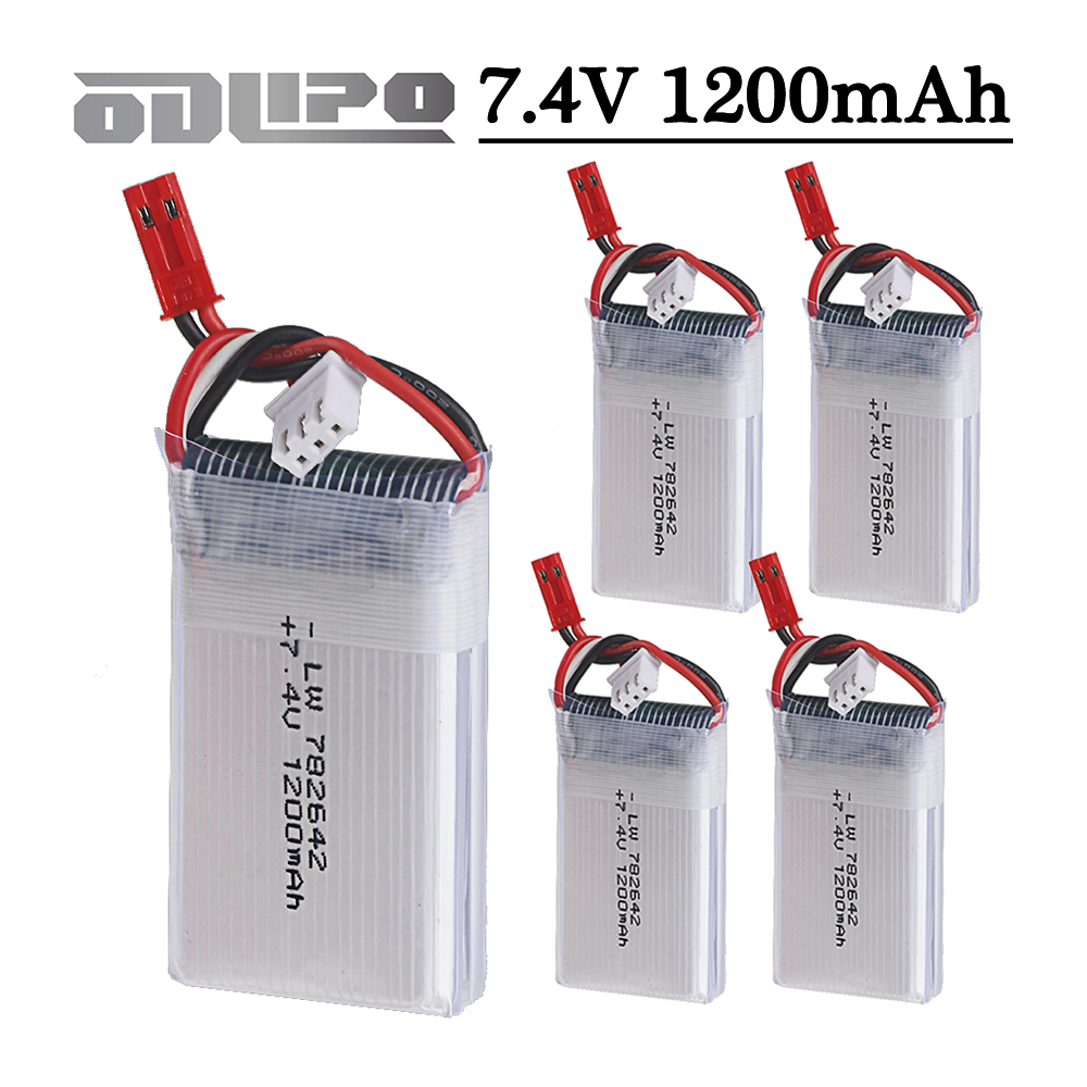 Drone Mjx Rc - แบตเตอรี่ลิโพ 7.4v 1200mah พร้อมหัวต่อ JST สำหรับ