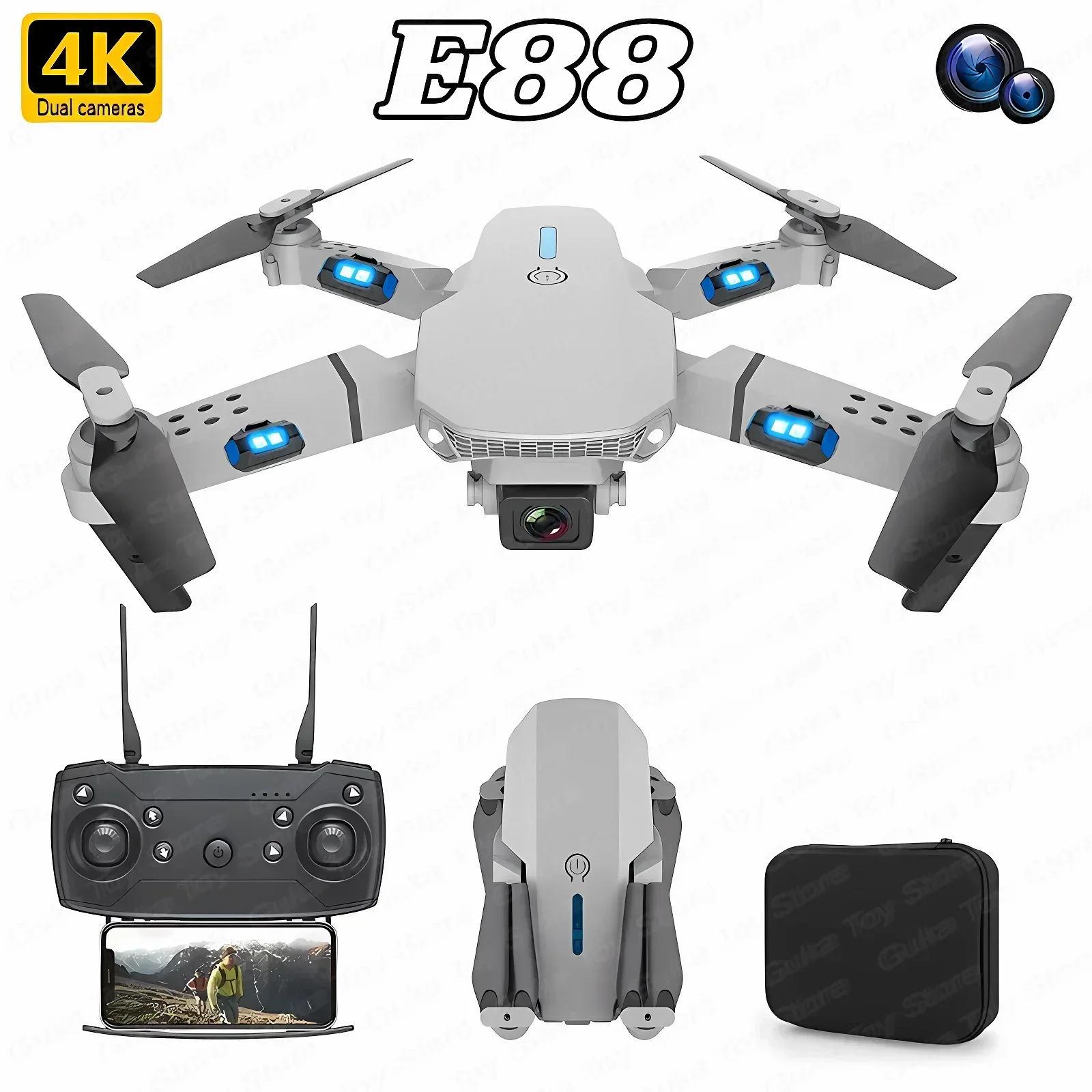 E88 Pro WIFI FPV Droneมุมกว้าง - Drone Rc Pro บทวิจารณ์และราคา